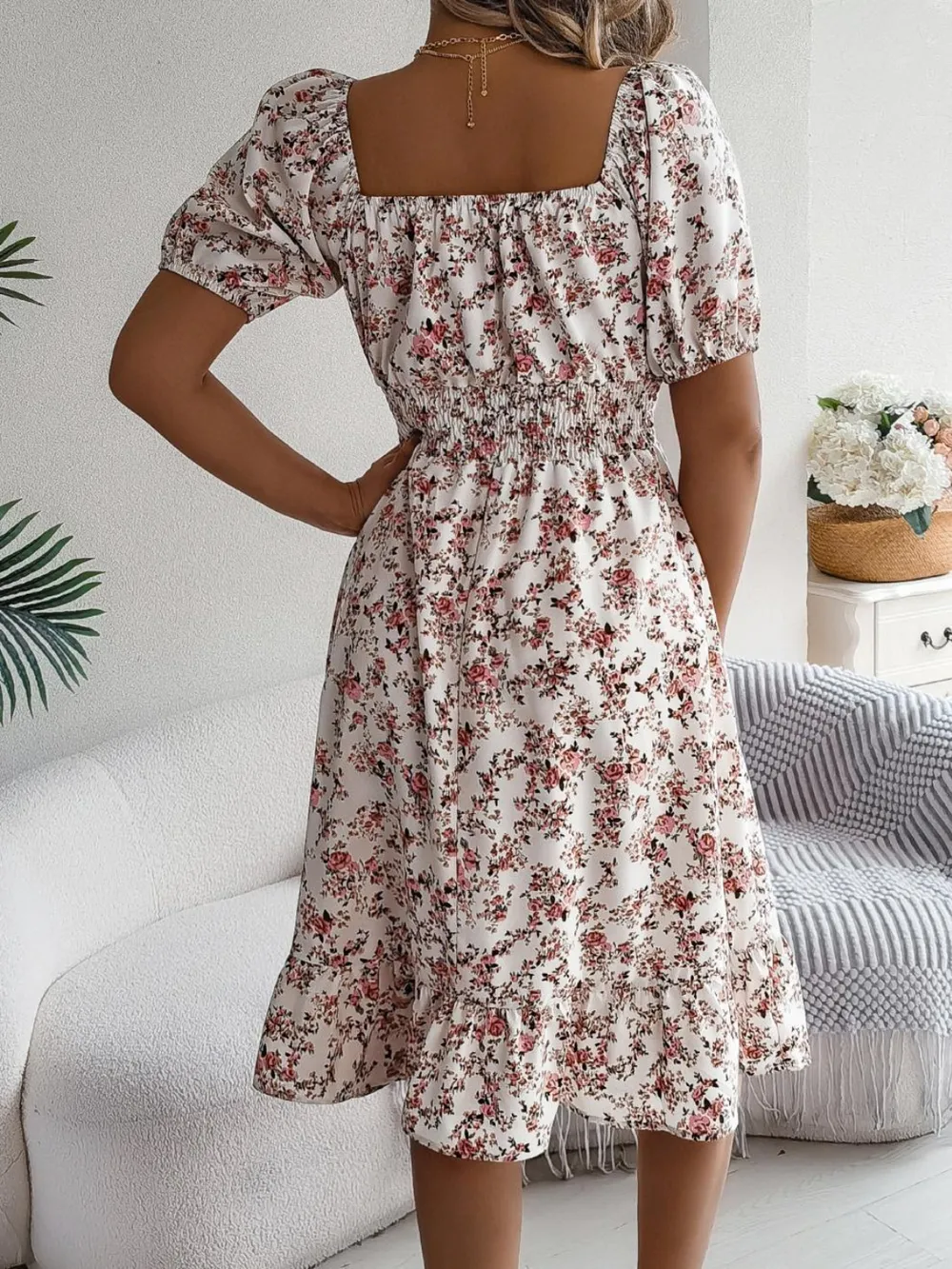Ruffled Hem Floral Puff Sleeve Dress, image 10