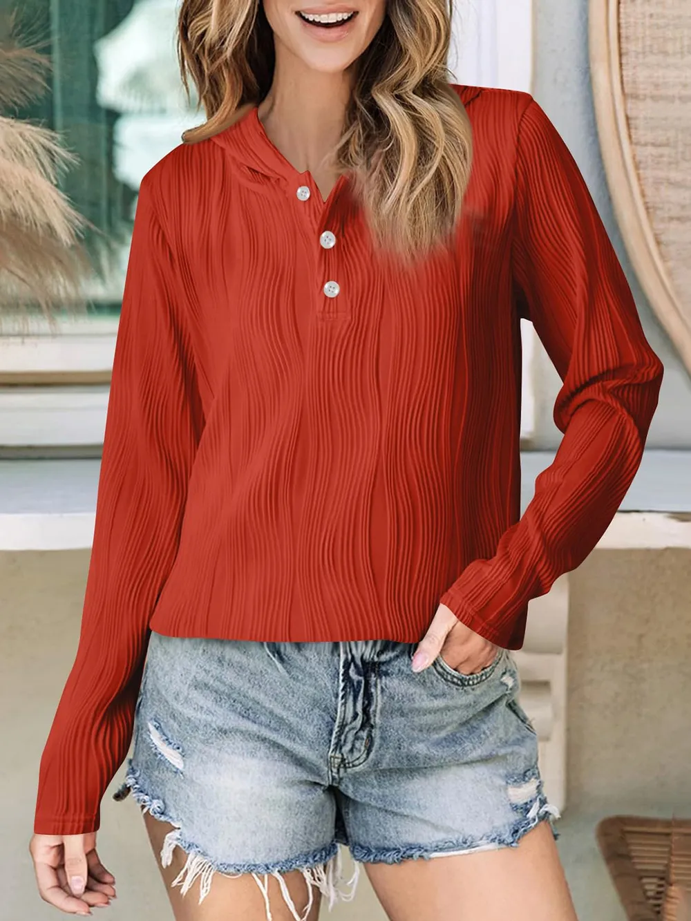 Textured Long Sleeve Hoodie, image 15