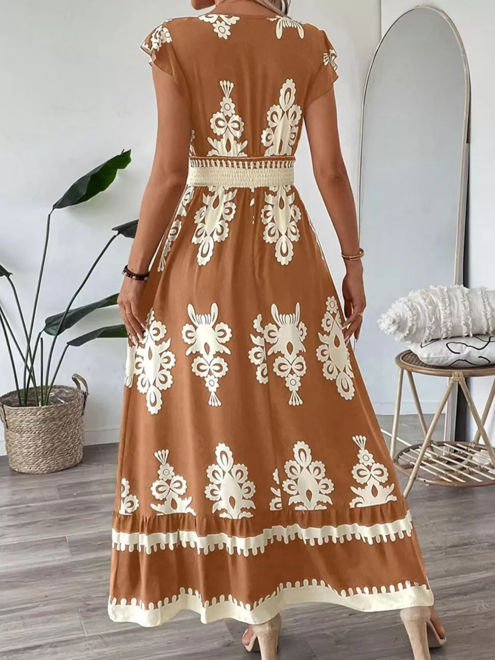 Ruffled Printed V-Neck Maxi Dress, image 8