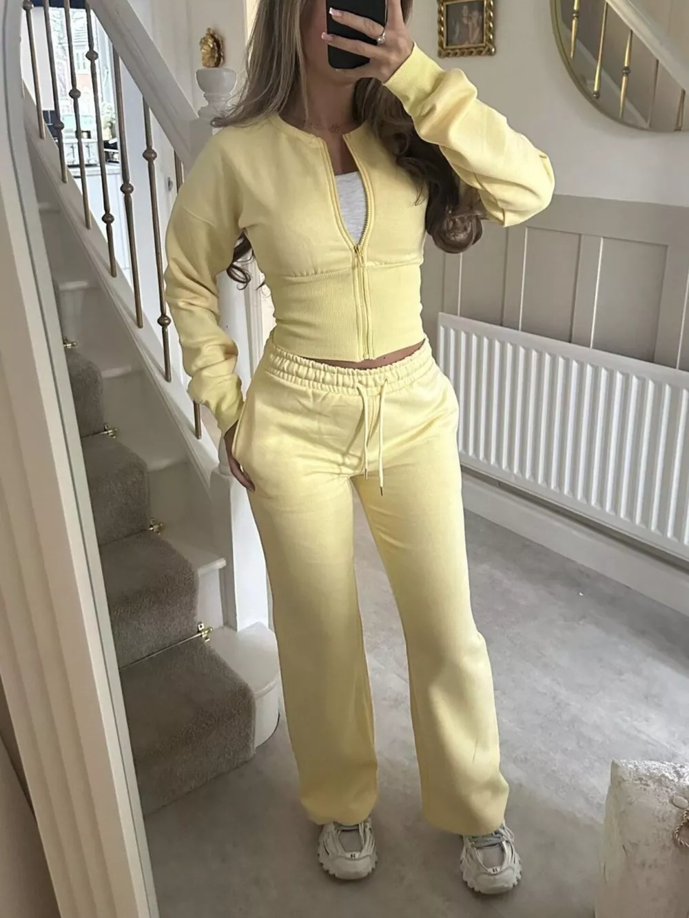 Zip-Up Crop Hoodie and High-Waisted Pants Set, image 4