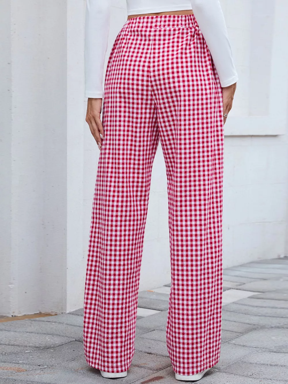 Plaid Wide Leg Casual Pants, image 10