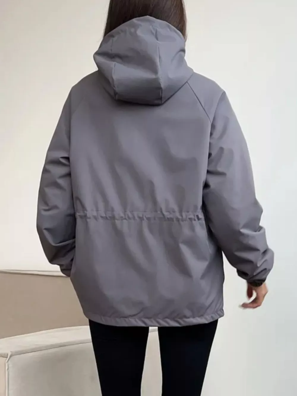Drawstring Waist Hooded Windbreaker Outerwear, image 10