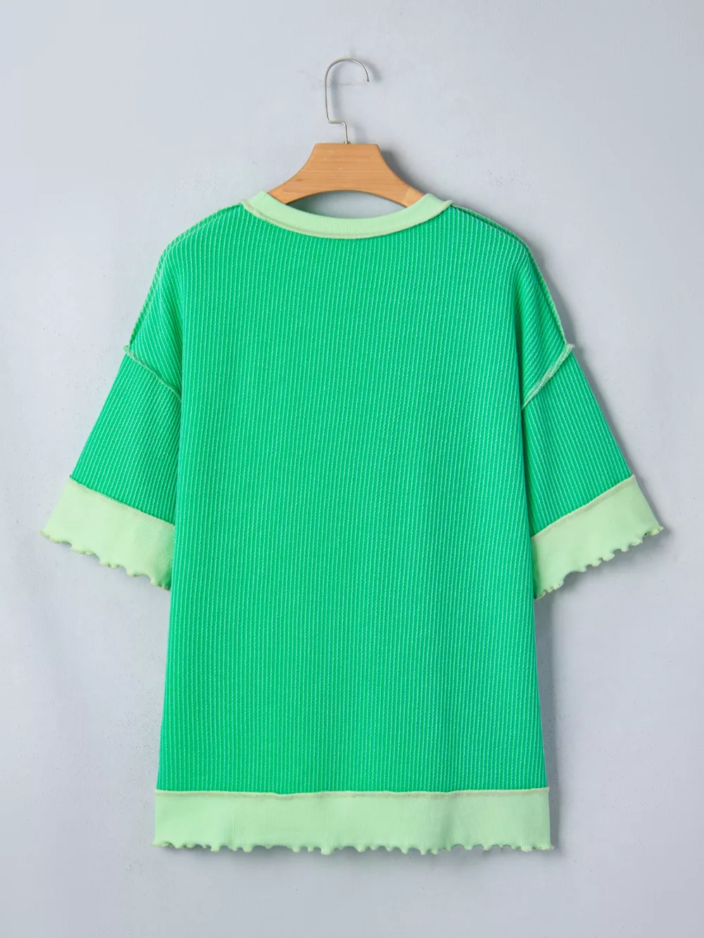 Loose Uneven Hem Twist Ribbed T Shirt, image 5