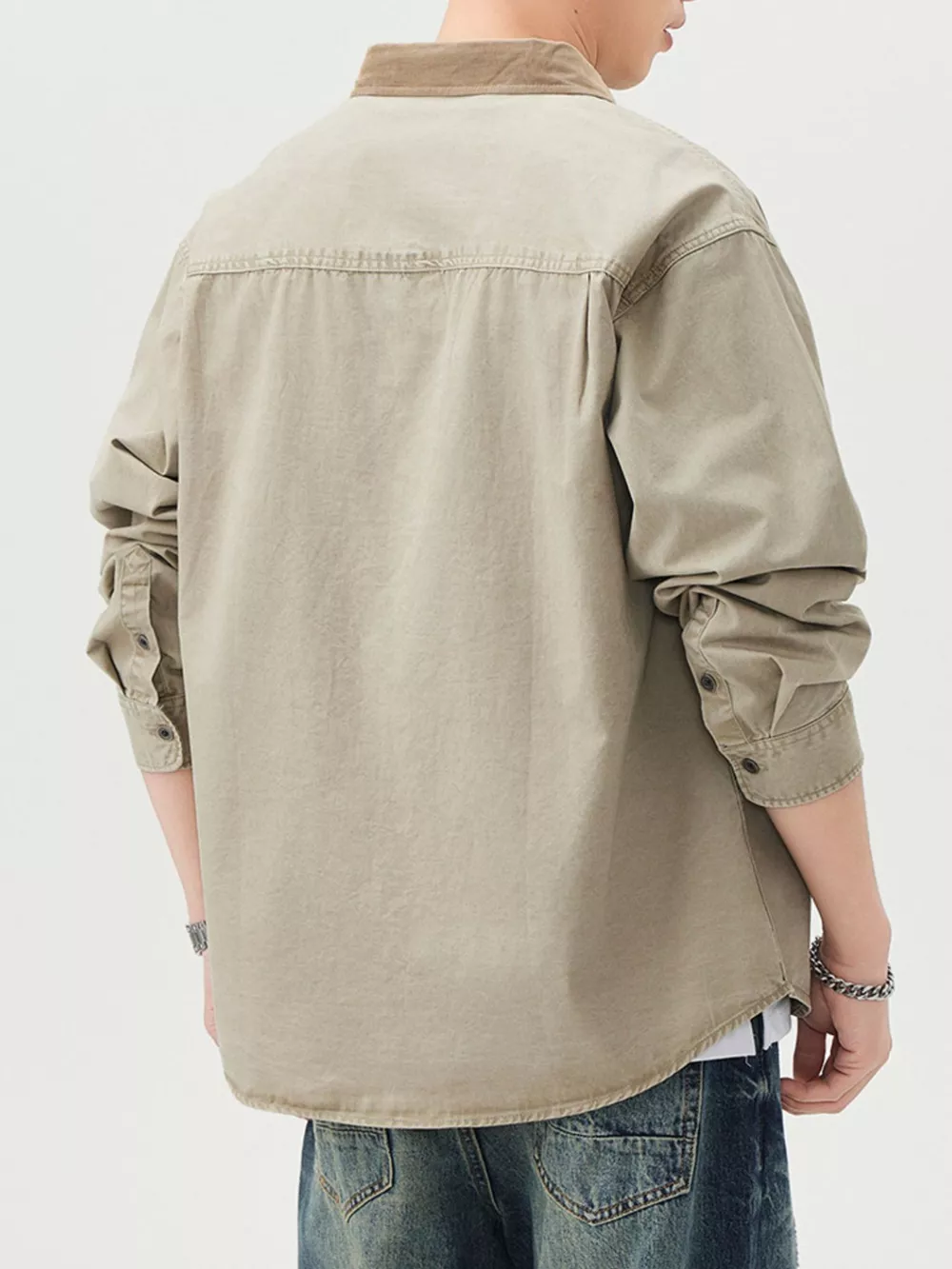 Men's Plus Size Button Up Shacket with Dual Chest Pockets, image 7