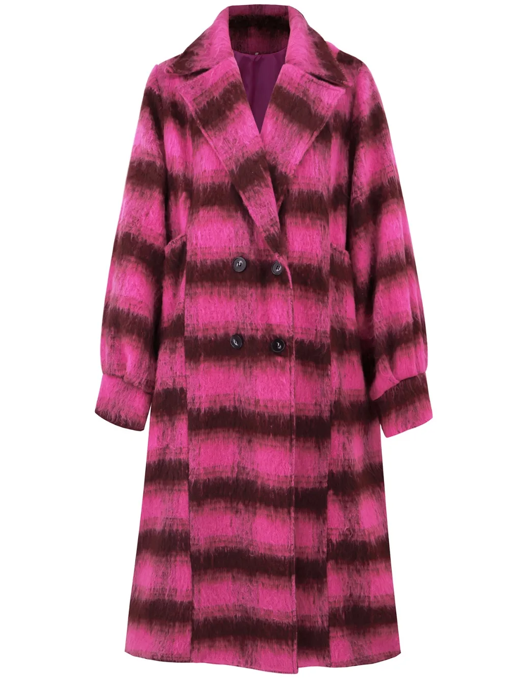 Contrast Double-Breasted Long Sleeve Longline Coat, image 13