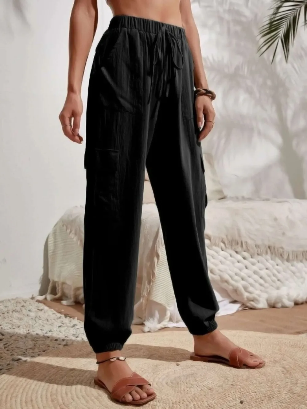 Drawstring Joggers with Cargo Pockets, image 11