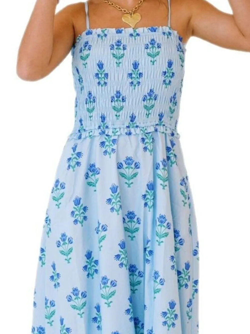 Floral Smocked Adjustable Strap Midi Cami Dress, image 2