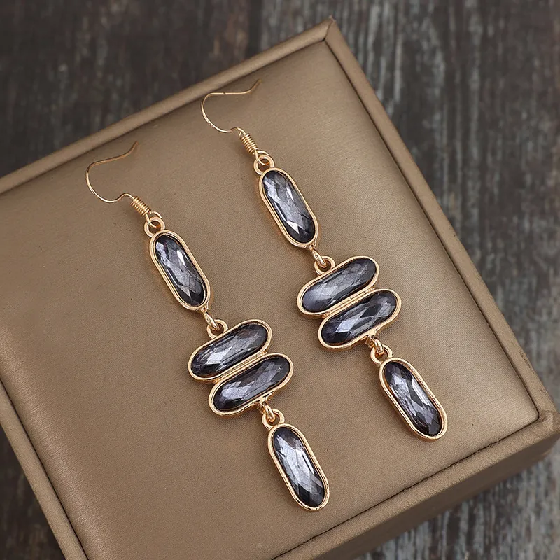 Alloy Colourful Stone Earrings, image 4