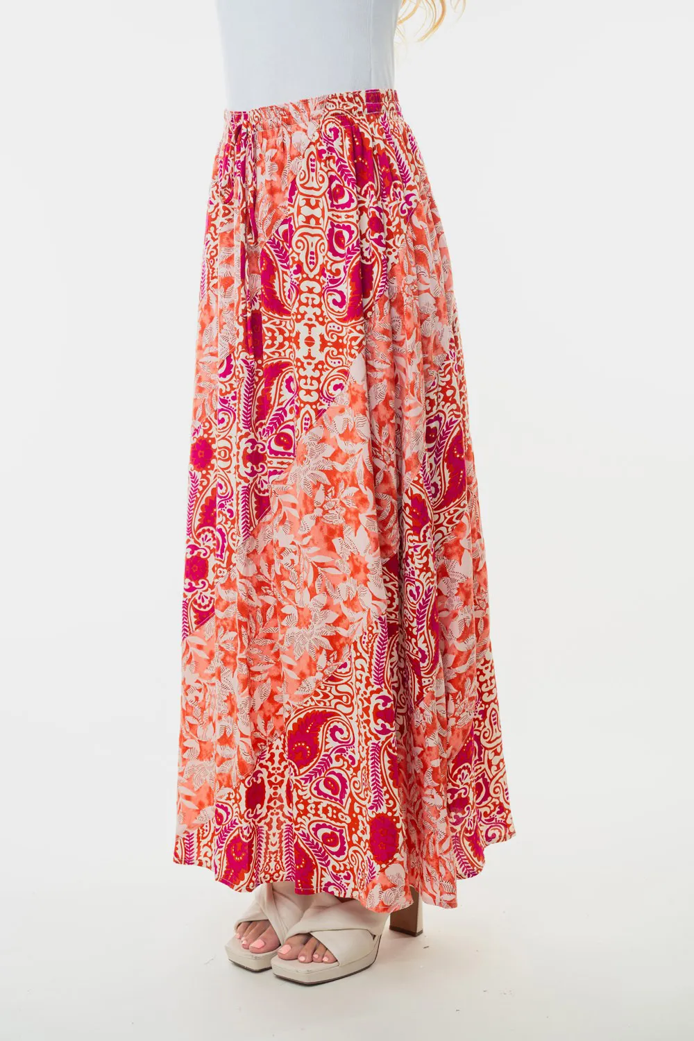 Full Size High Waisted Floral Woven Skirt, image 2