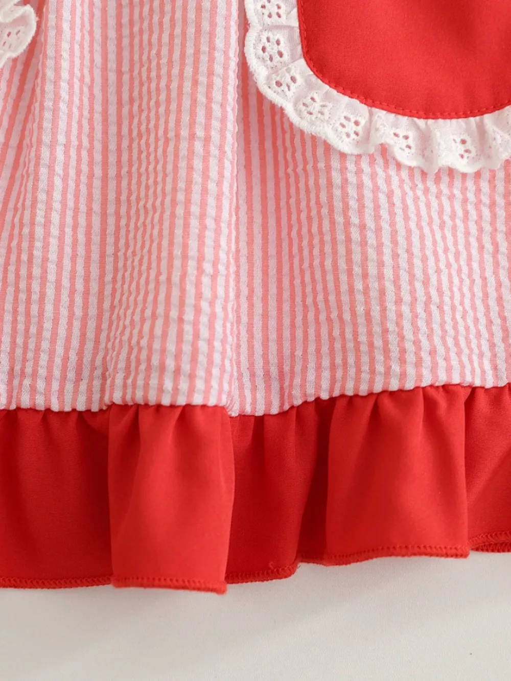 Children's Fruit Embroidered Striped Short Sleeve Dress, image 10