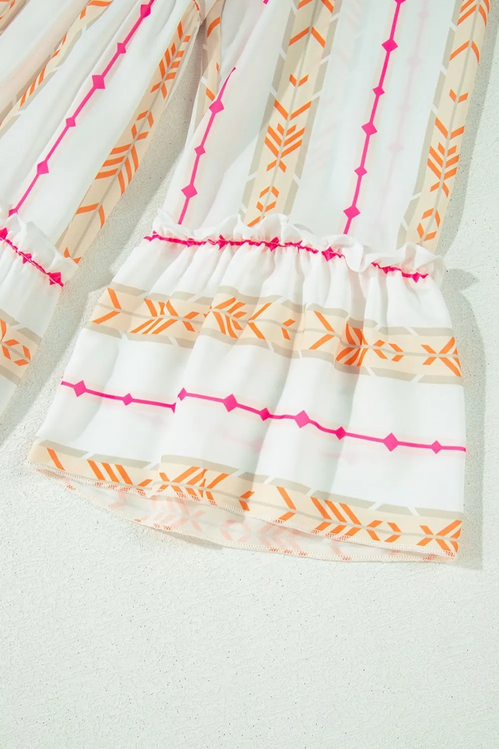Printed Ruffled Notched Loose Dress, image 4