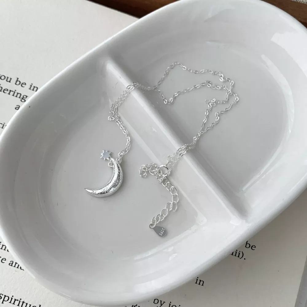 925 Sterling Silver Star Moon Necklace, image 4