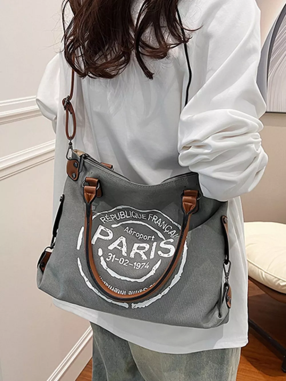 Lightweight Letter Graphic Handbag, image 2
