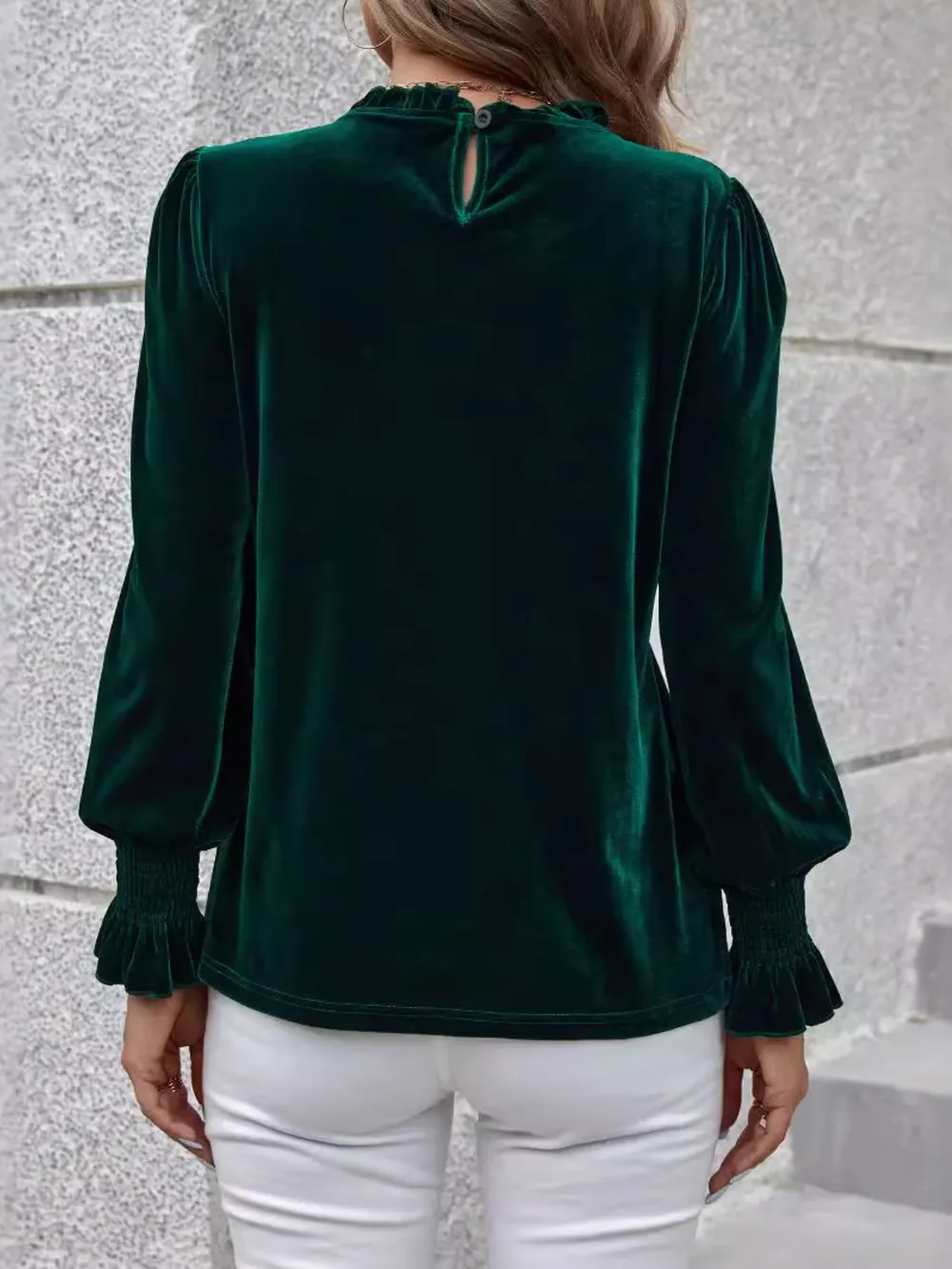 Round Neck Flounce Sleeve Top, image 2