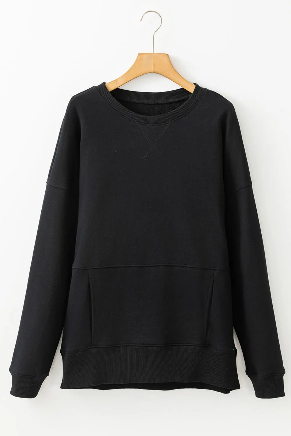 Solid Color Round Neck Long Sleeve Sweatshirt, image 22