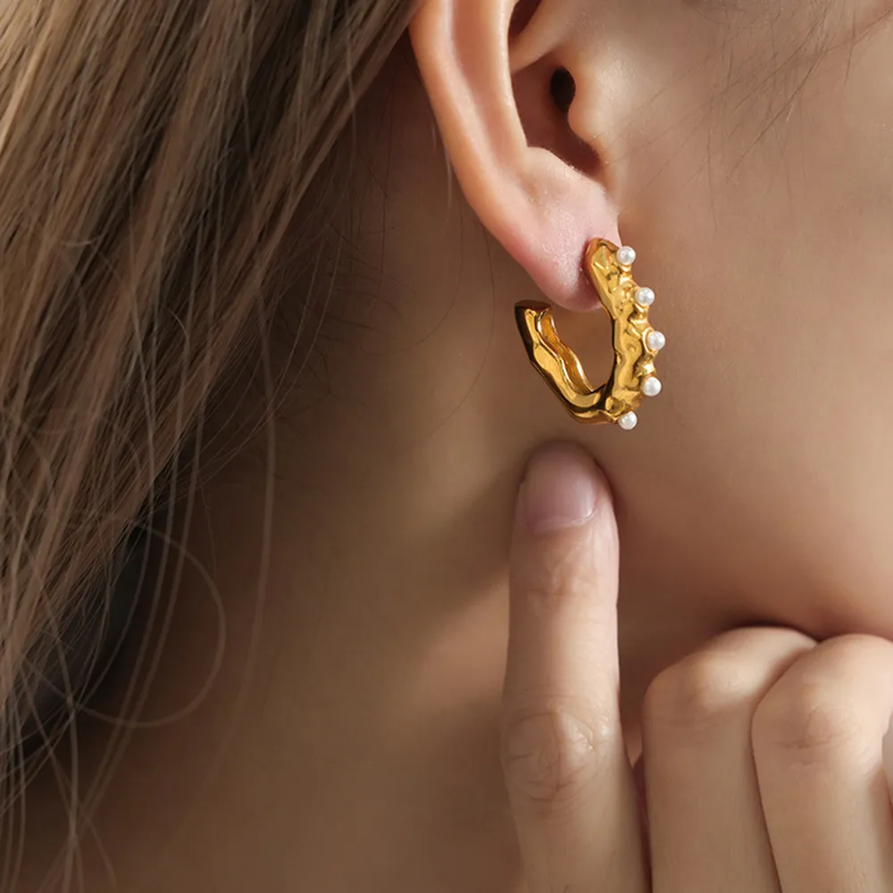 Synthetic Pearl 18K Gold-Plated Earrings, image 9