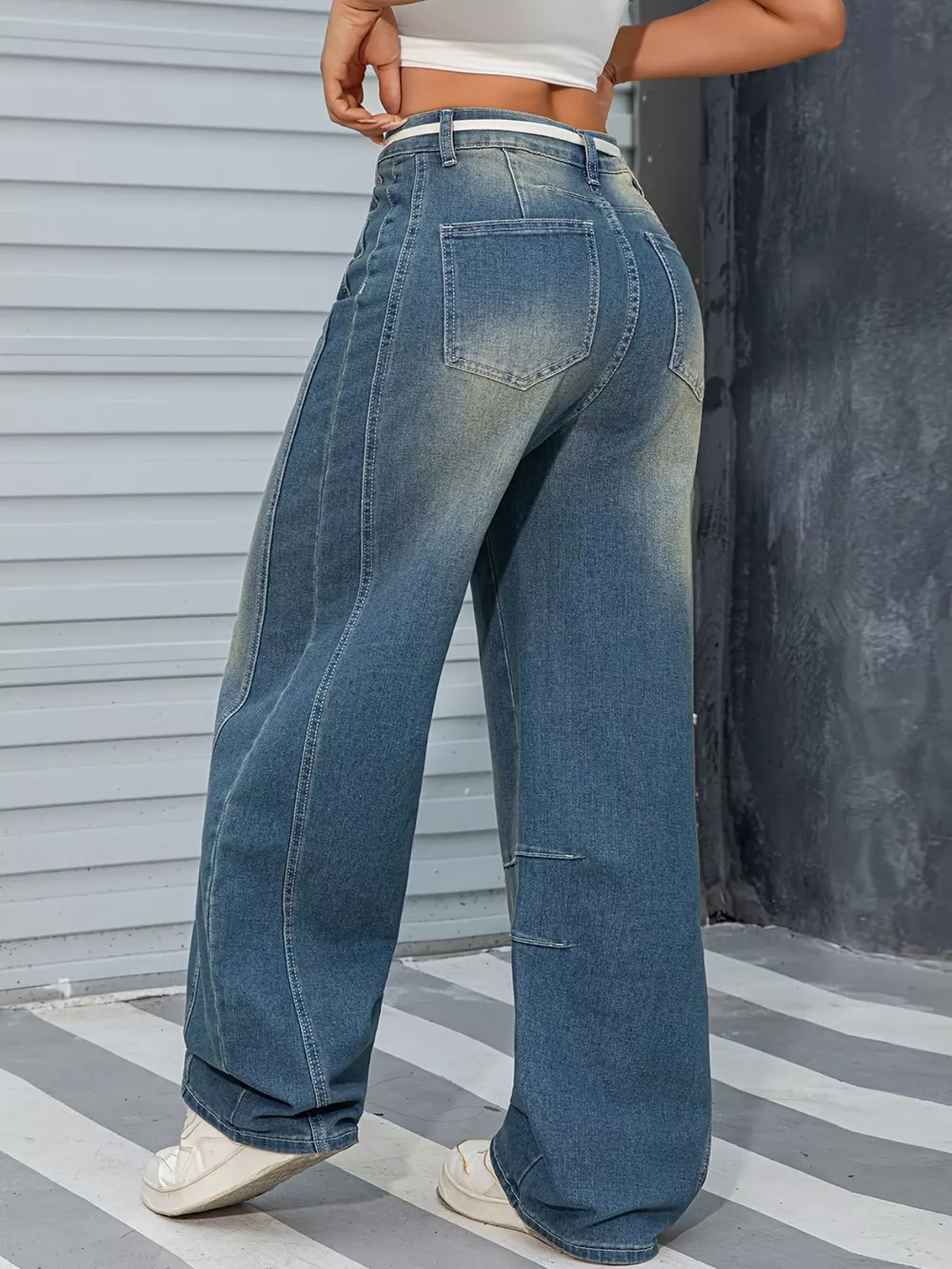 Vintage Wash Wide Leg Jeans, image 4