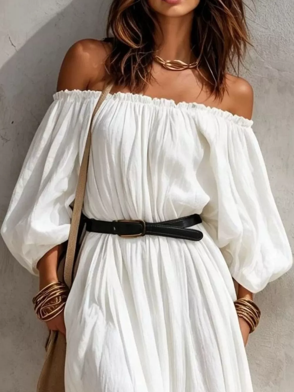 Boho Off-Shoulder Maxi Dress with Side Slit, image 8