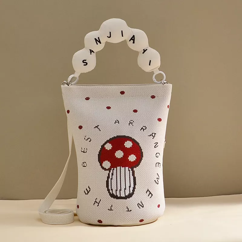 Bucket Crossbody Bag with Beaded Handle