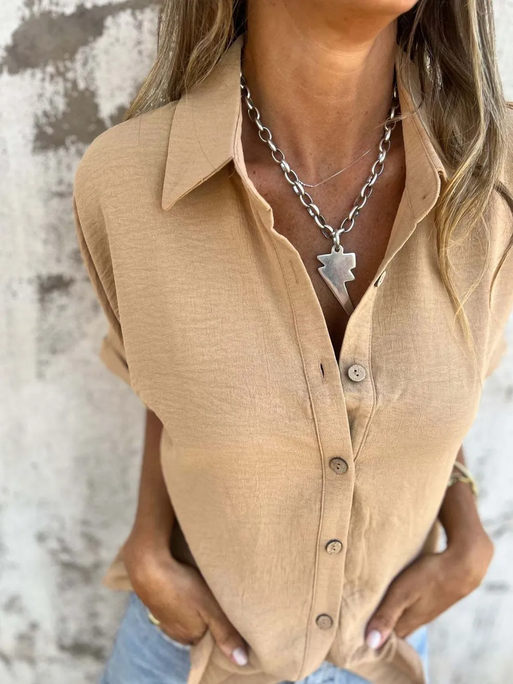 Full Size Collared Neck Half Sleeve Shirt Plus Size, image 10