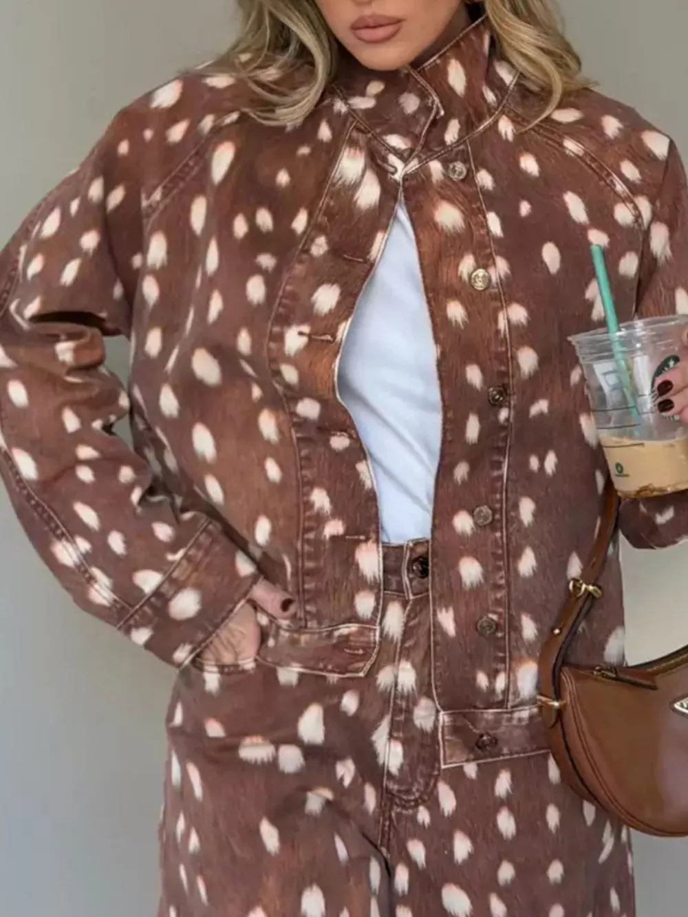 Fawn-Print Button Down Denim Jacket, image 3