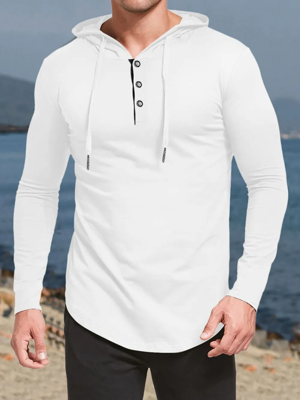 Men's Plus Size Drawstring Long Sleeve Hoodie, image 4