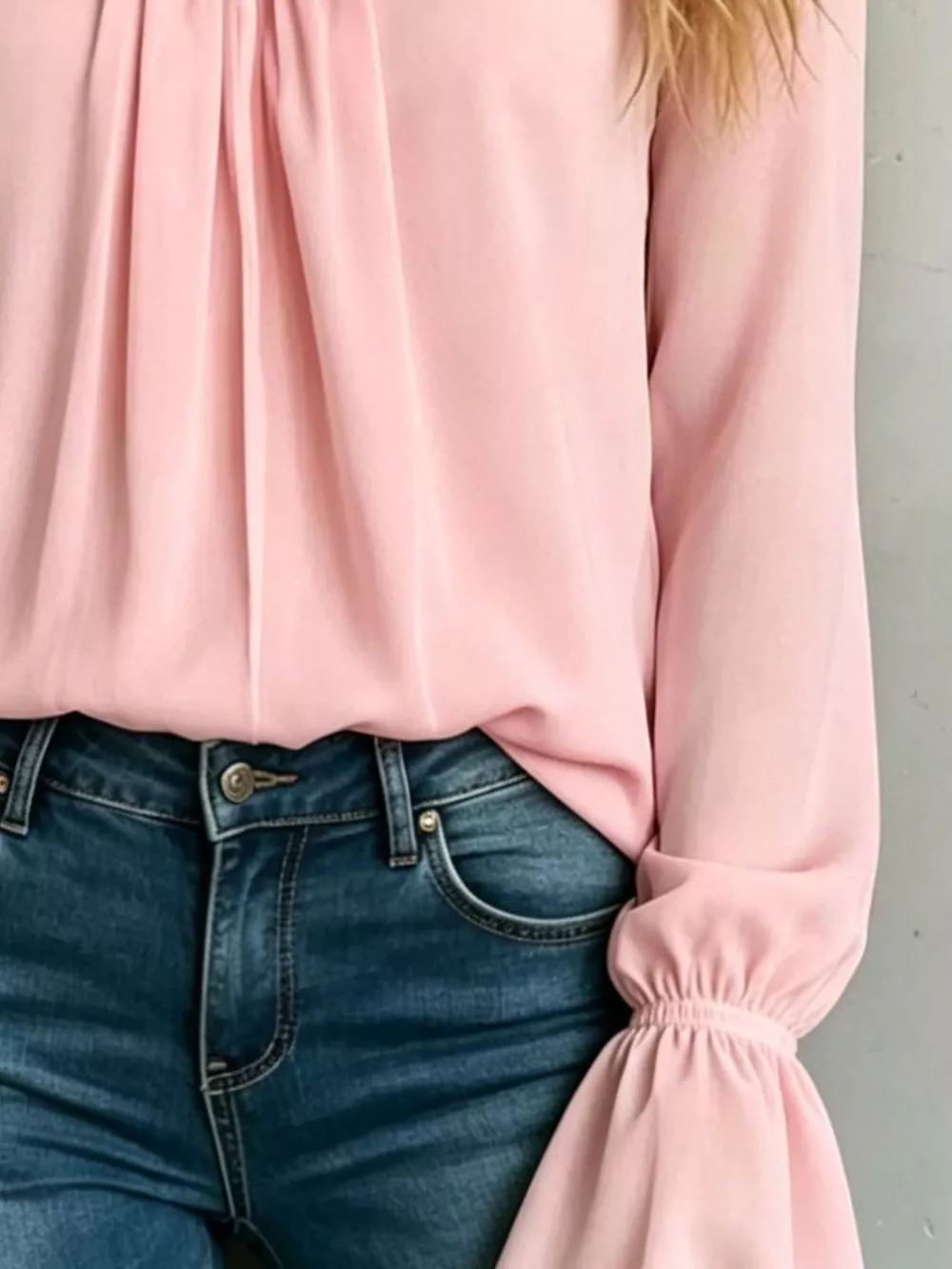V-Neck Flounce Sleeve Blouse, image 3