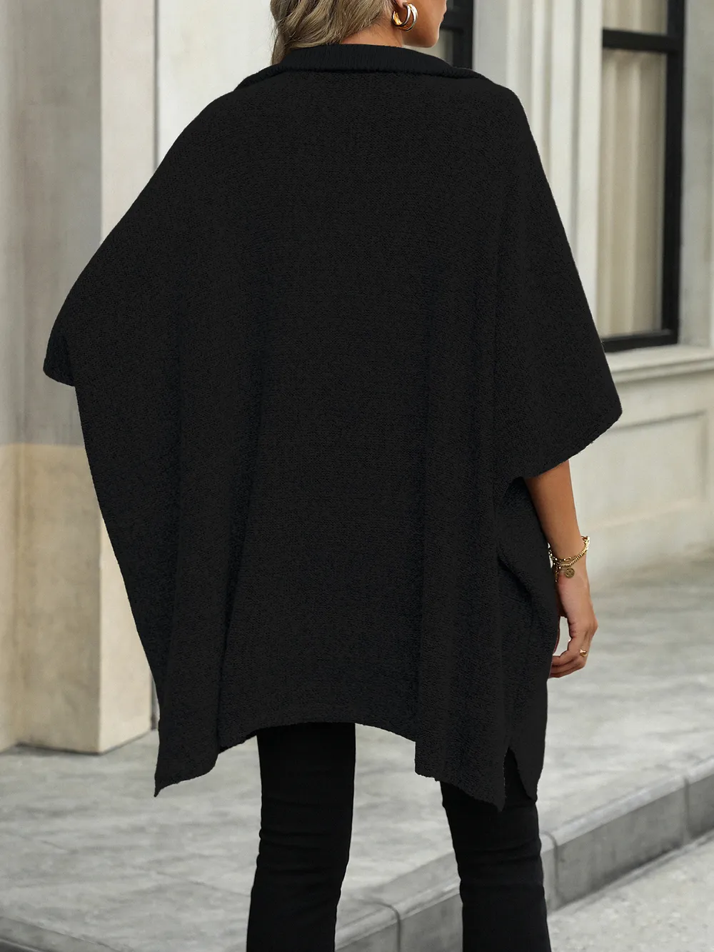 Slit Quarter Zip Half Sleeve Sweater, image 8