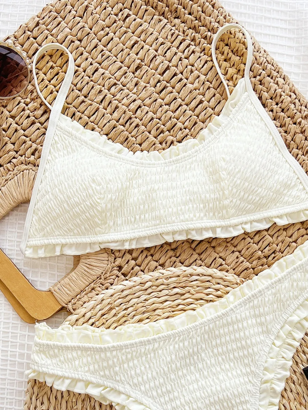 Frill Textured Spaghetti Strap Two-Piece Swim Set, image 2