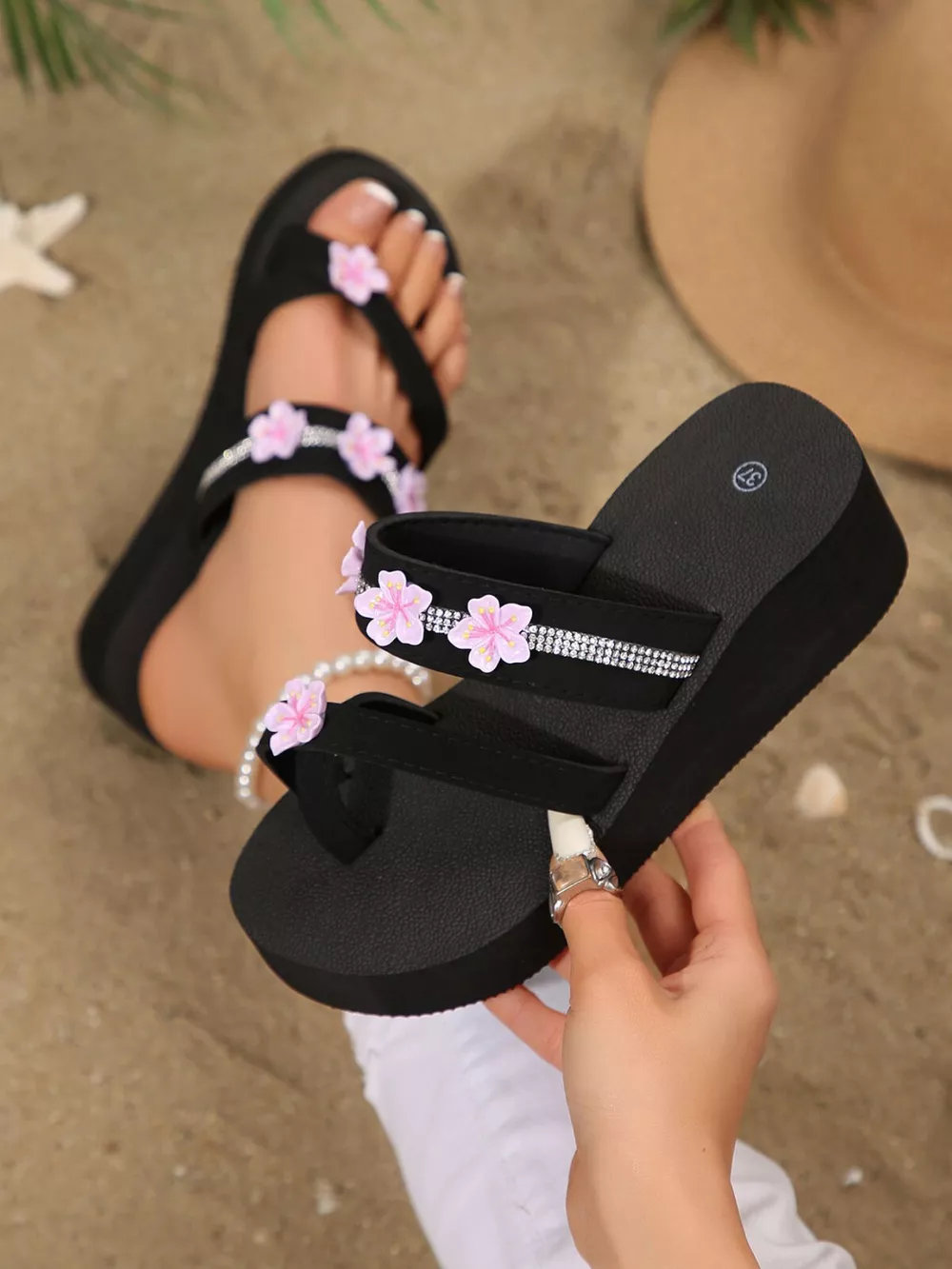 Toe Loop Wedge Sandals, image 4