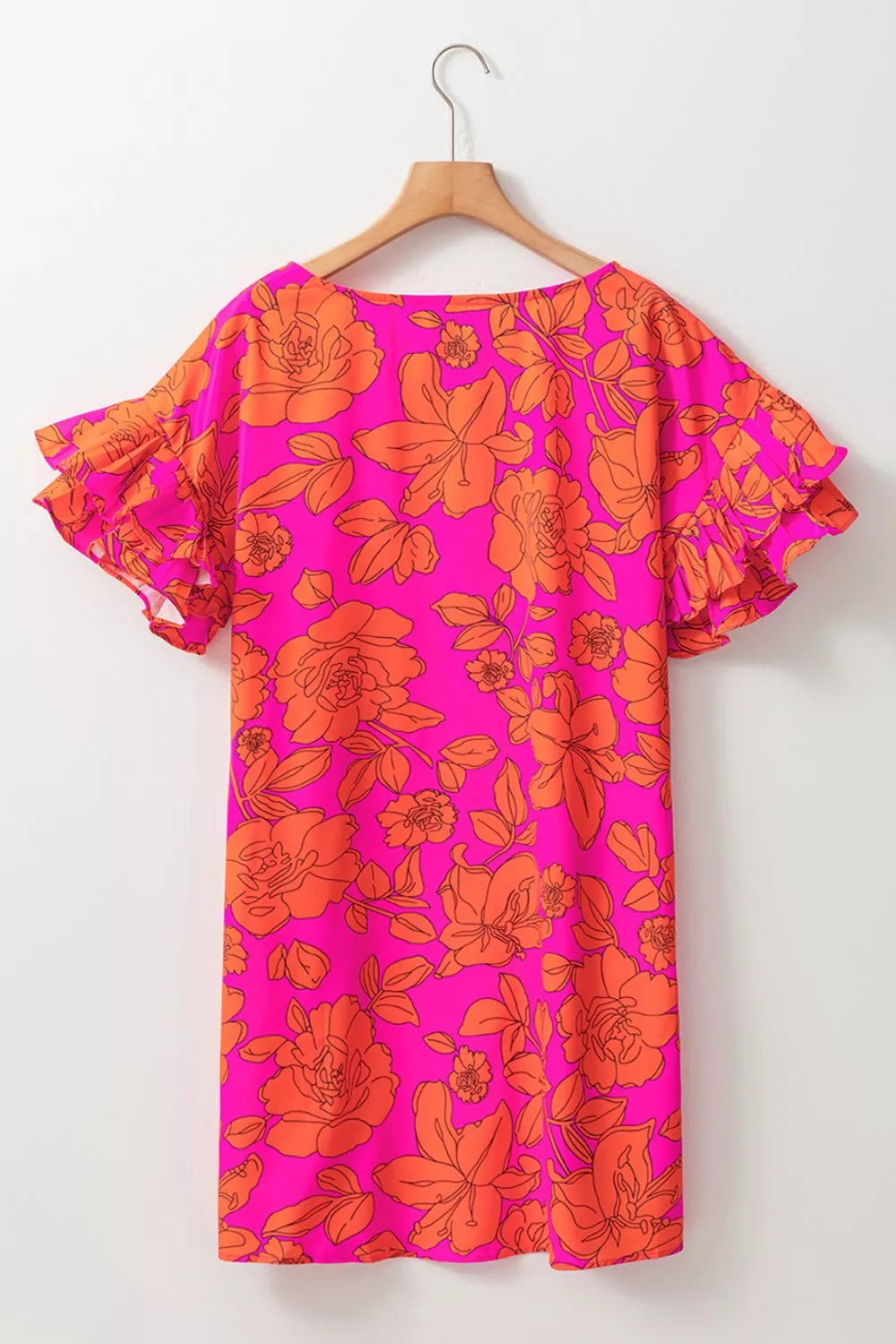 Ruffled Printed Short Sleeve Mini Dress, image 2