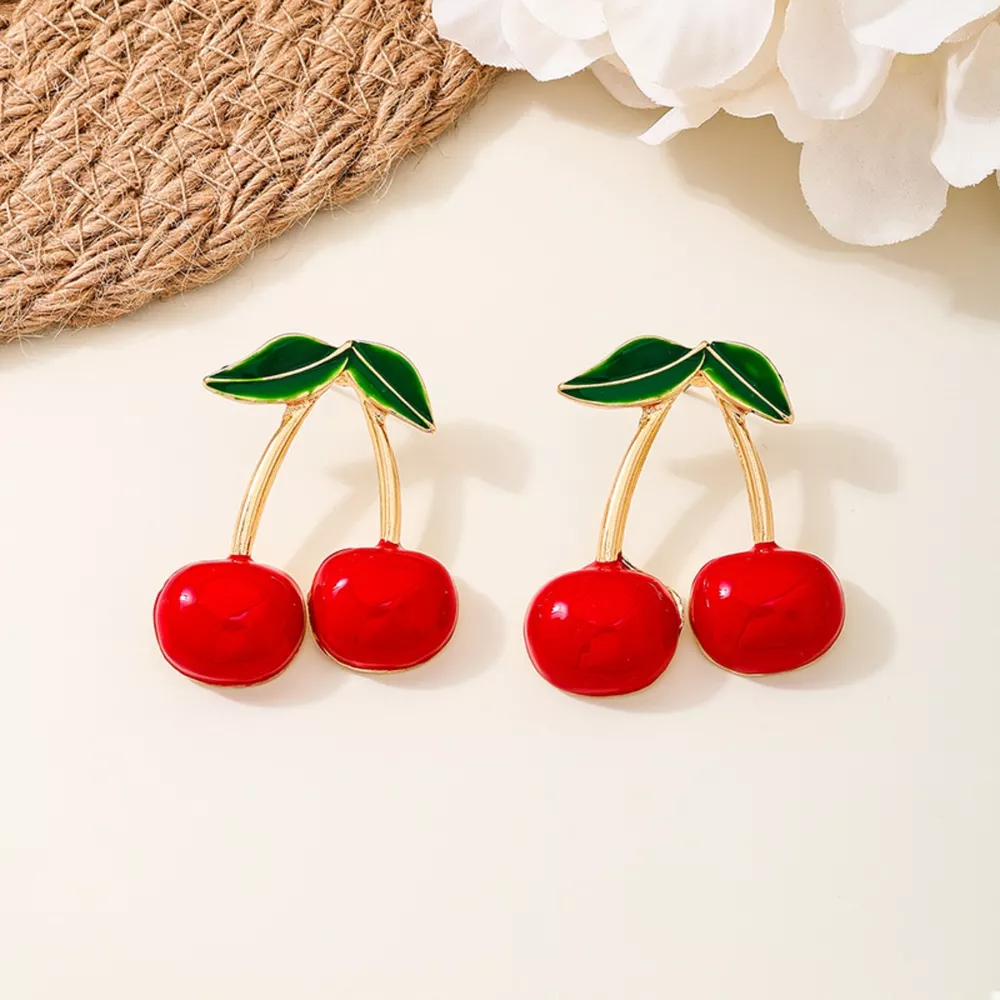 18K Gold-Plated Cherry Earrings, image 4