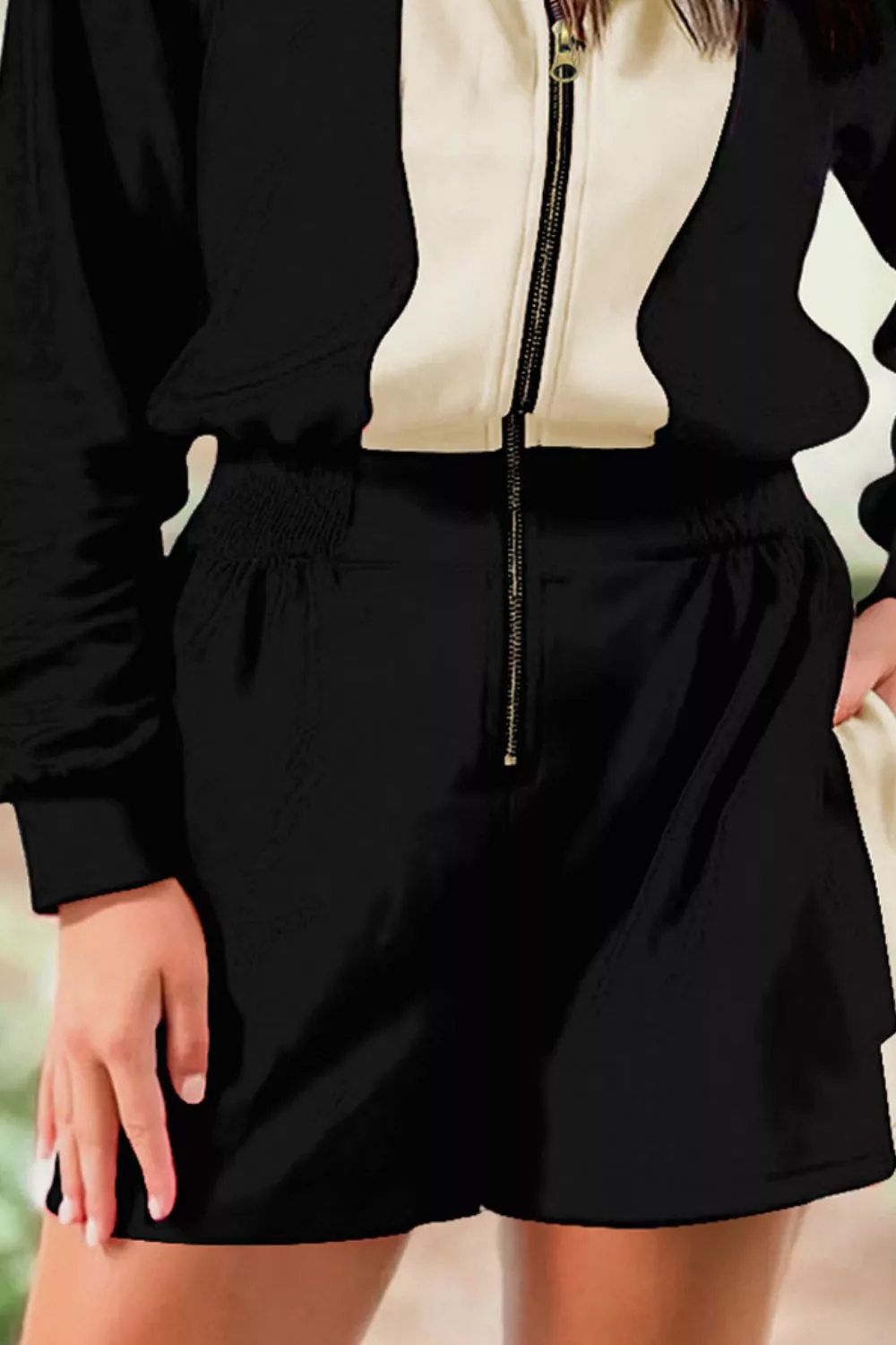 Two-Tone Zip-Up Romper, image 2