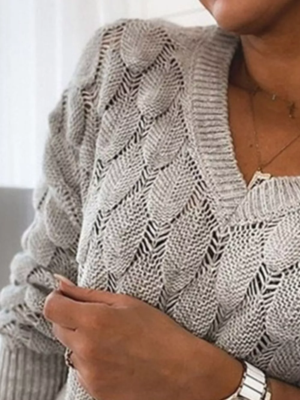 V-Neck Knitted Sweater, image 4