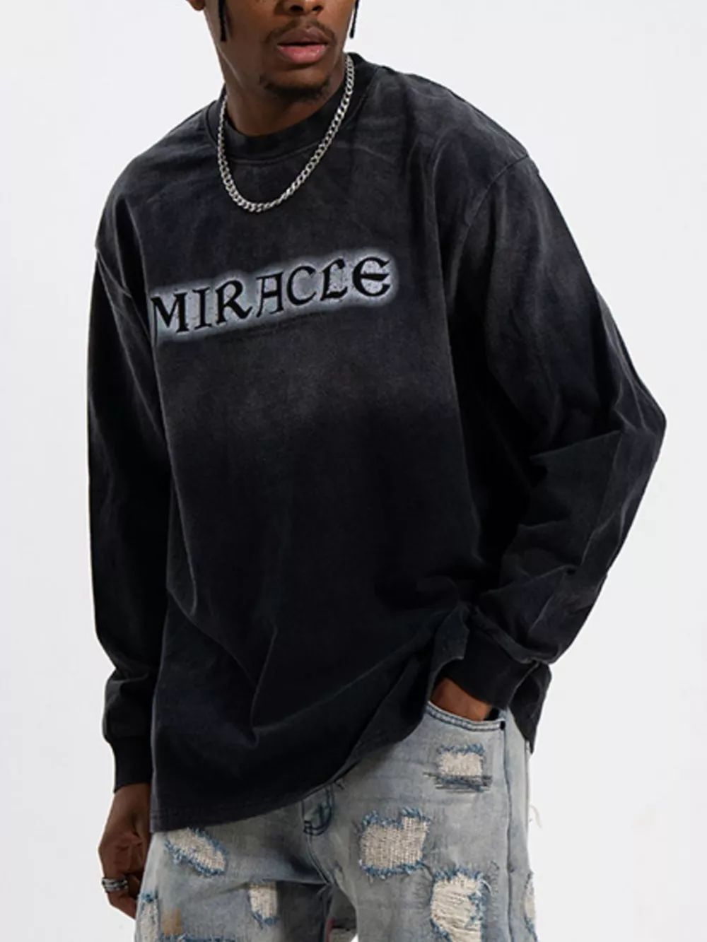 Men's Letter Round Neck Long Sleeve T-Shirt