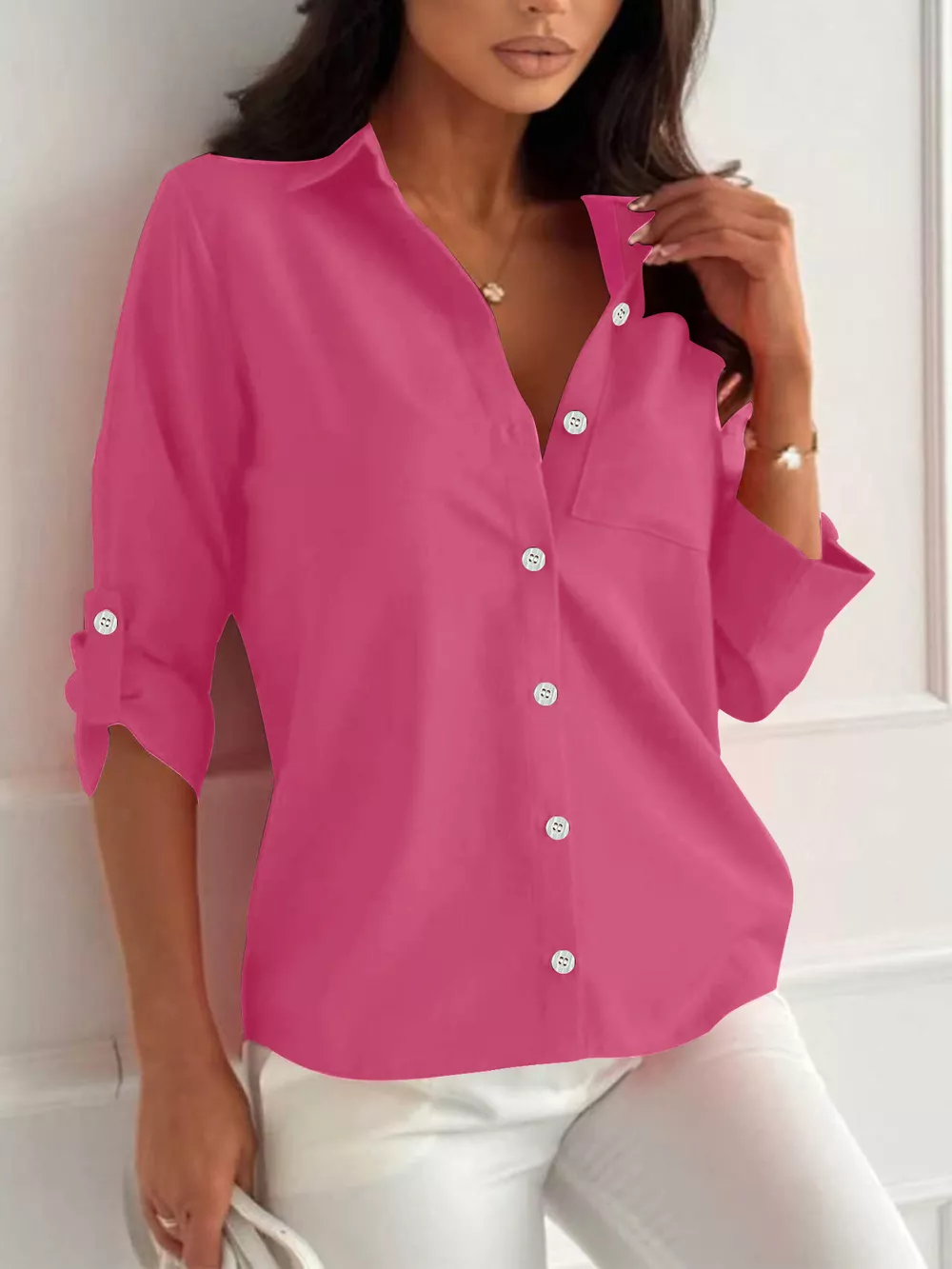 Button-Down Roll-Up Sleeve Shirt, image 4