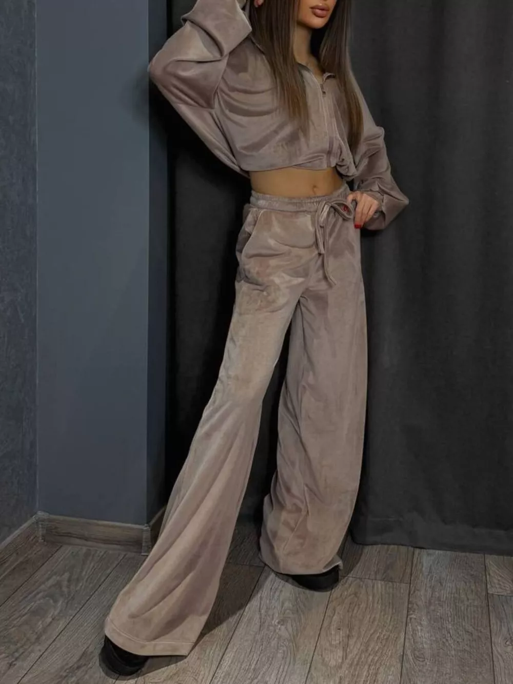 Zip Up Cropped Outerwear and Pants Set, image 22