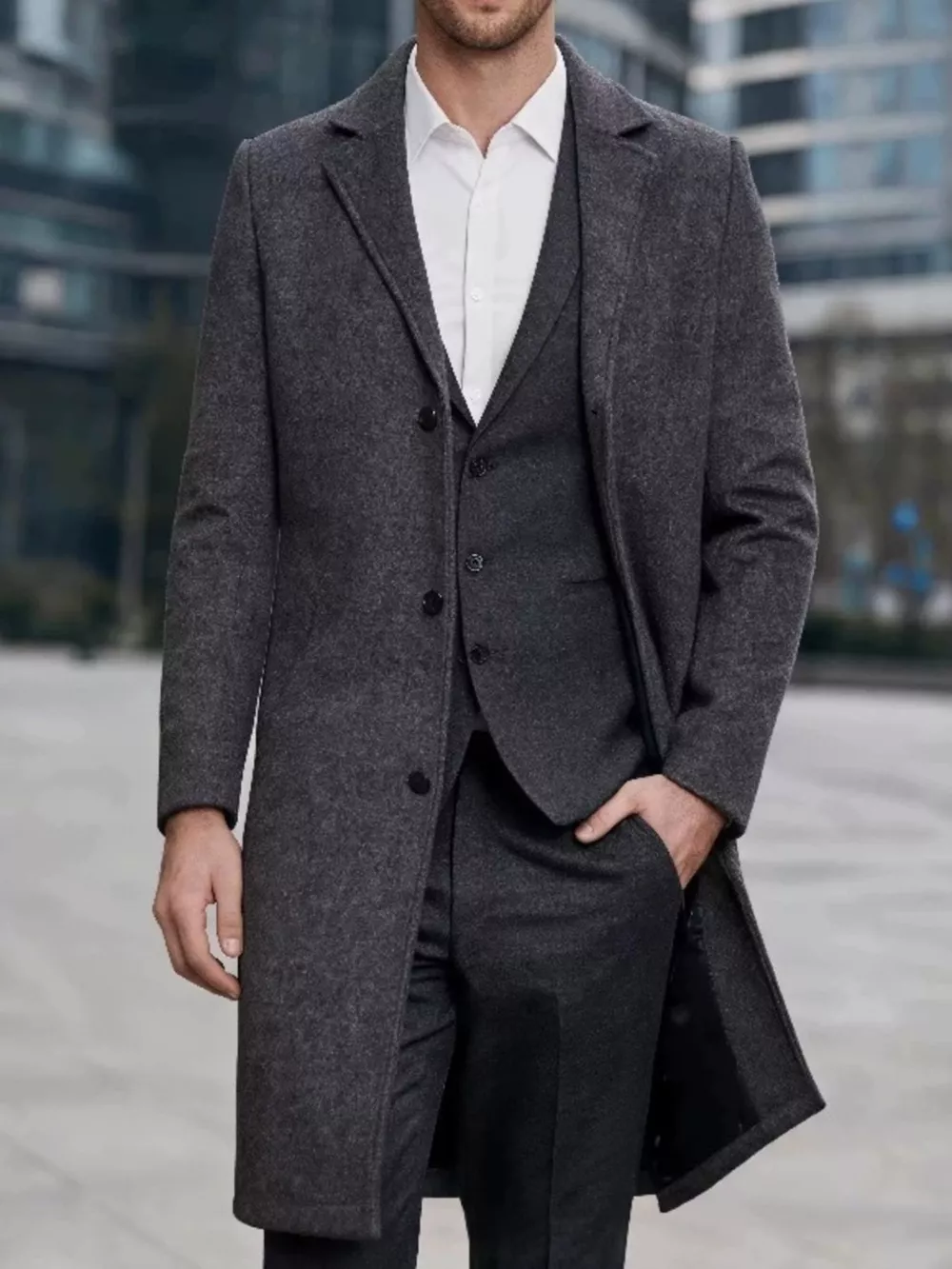 Men's Plus Size Slim-Fit Lapel Collar Overcoat, image 7