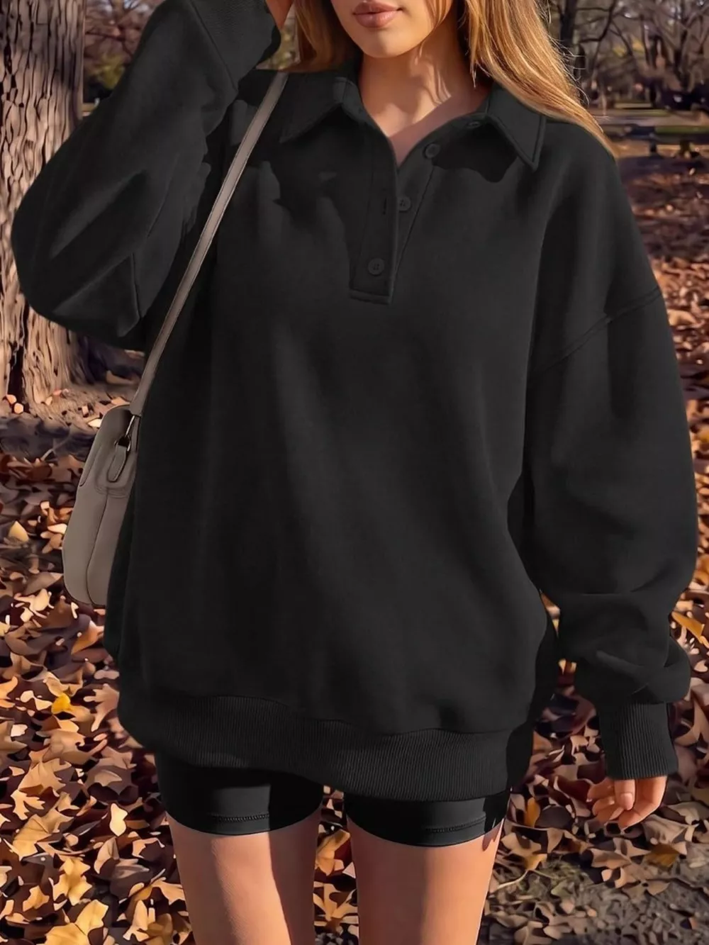 Button Detail Dropped Shoulder Sweatshirt, image 7