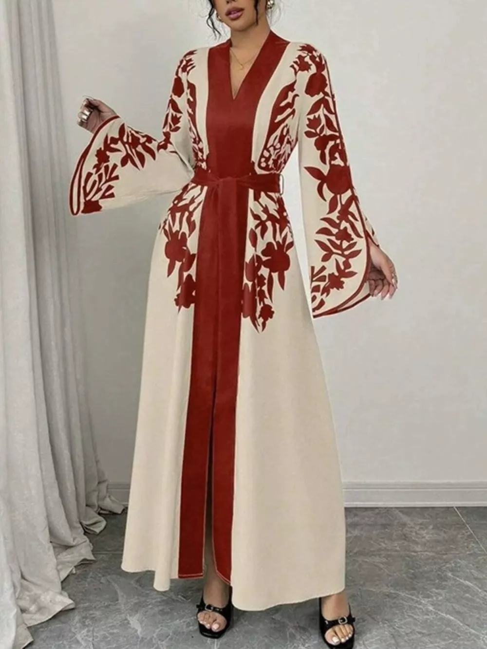Printed Tie Waist Maxi Dress, image 10