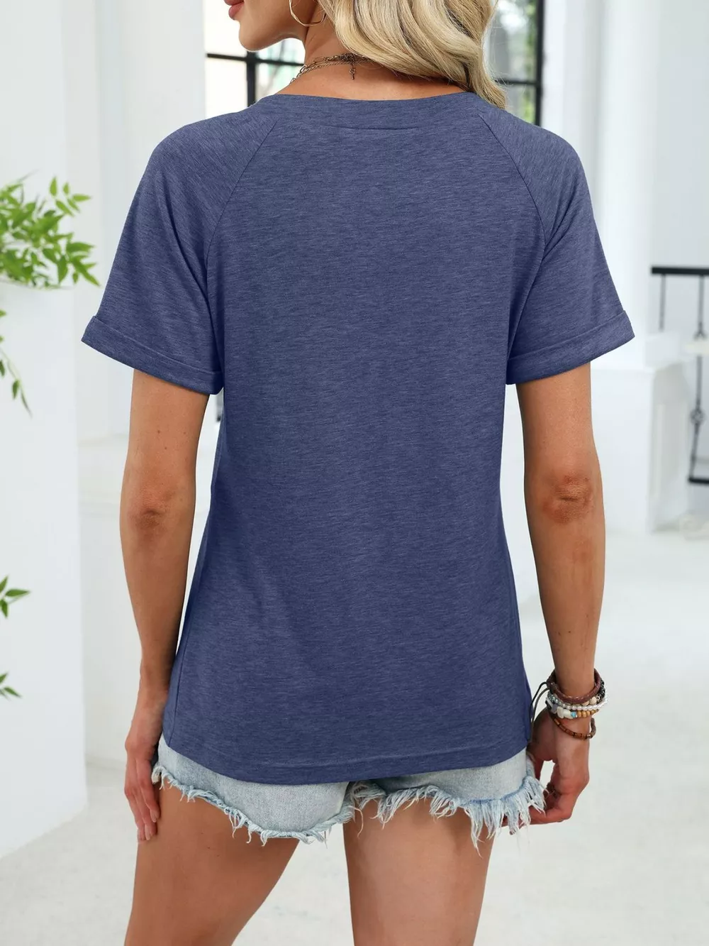 Casual V-Neck Short Sleeve T-Shirt, image 6