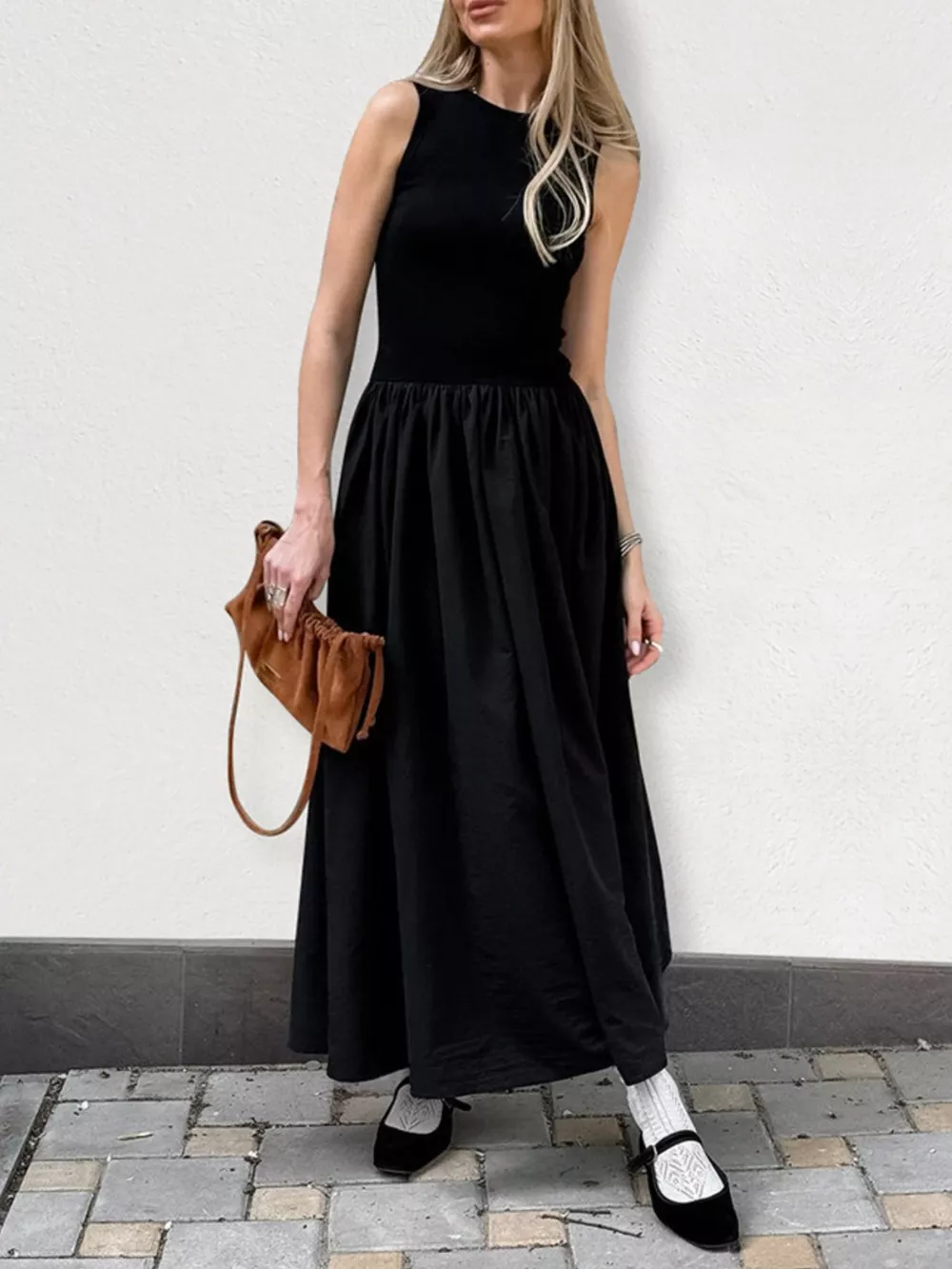 Round Neck Sleeveless Maxi Dress, image 2