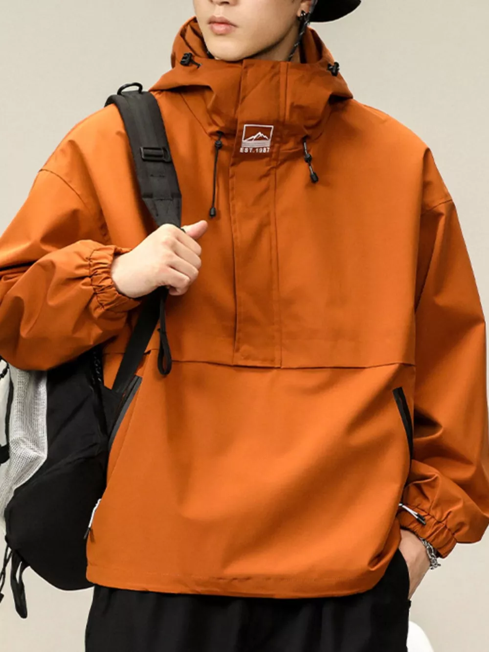 Men's Plus Size Hooded Windbreaker Jacket, image 3