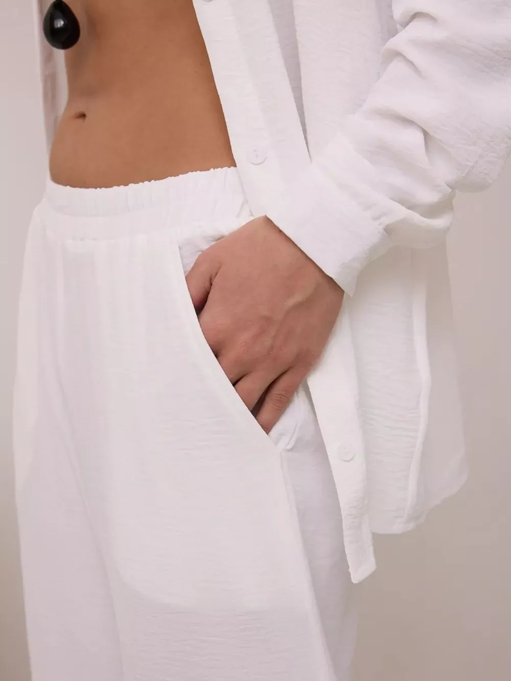 Relaxed Fit Shirt and Wide Leg Pants Set, image 36