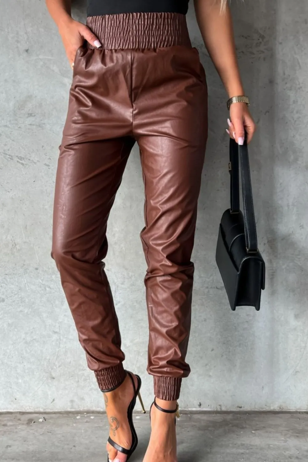Smocked High Waist Pants with Pockets, image 2