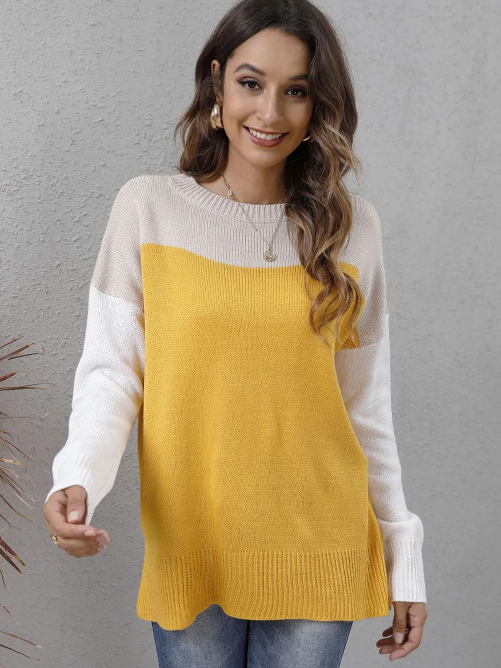 Color Block Round Neck Sweater, image 6