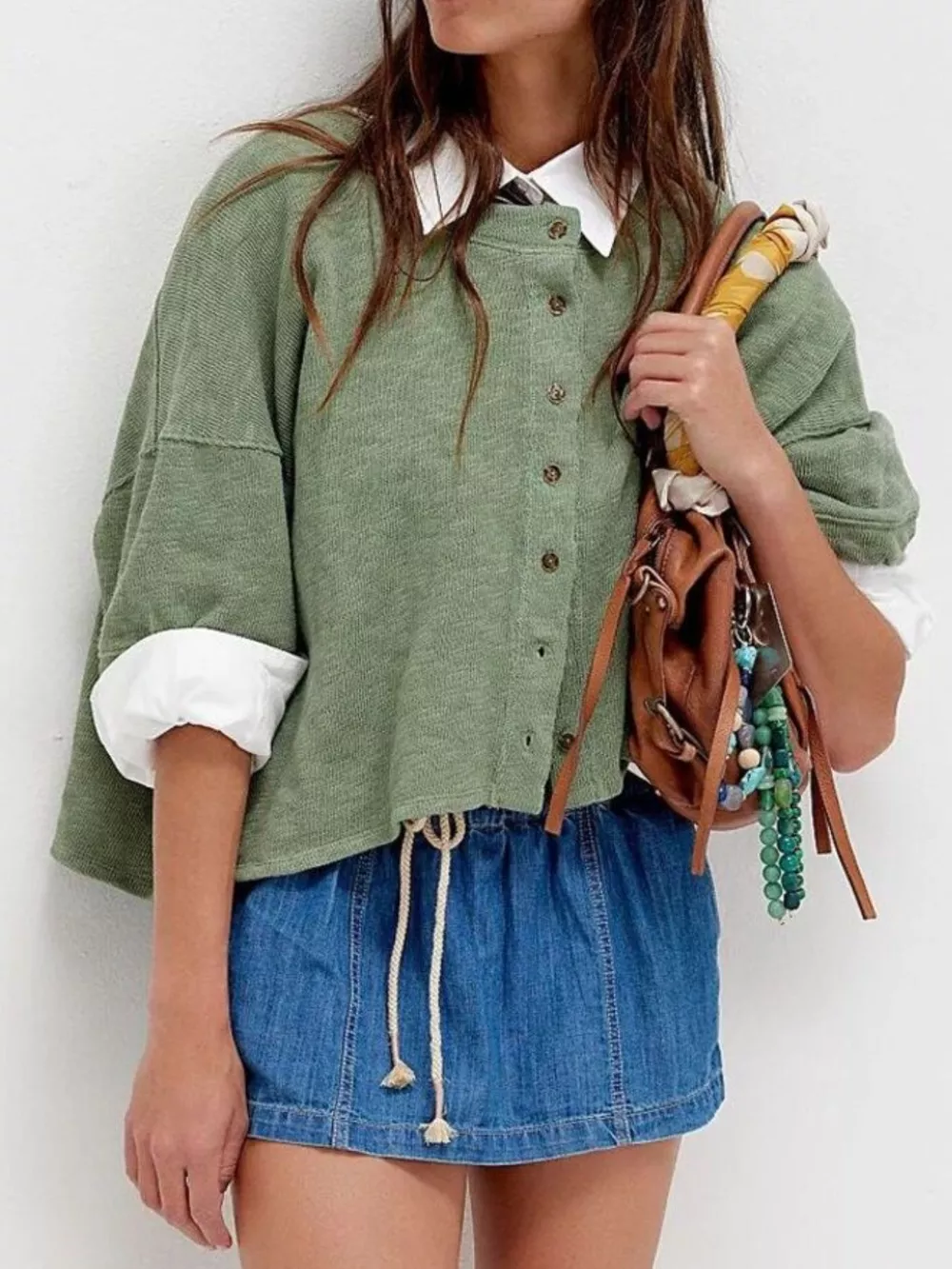 Button-Front Half Sleeve Cardigan, image 7