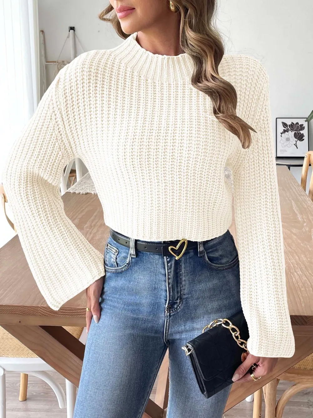 Mock Neck Long Sleeve Sweater, image 6
