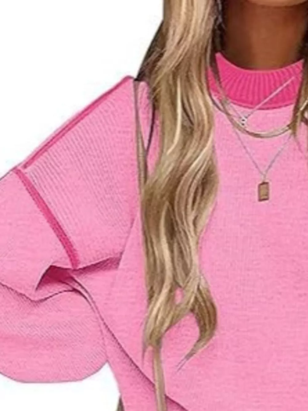 Round Neck Dropped Shoulder Sweater, image 8
