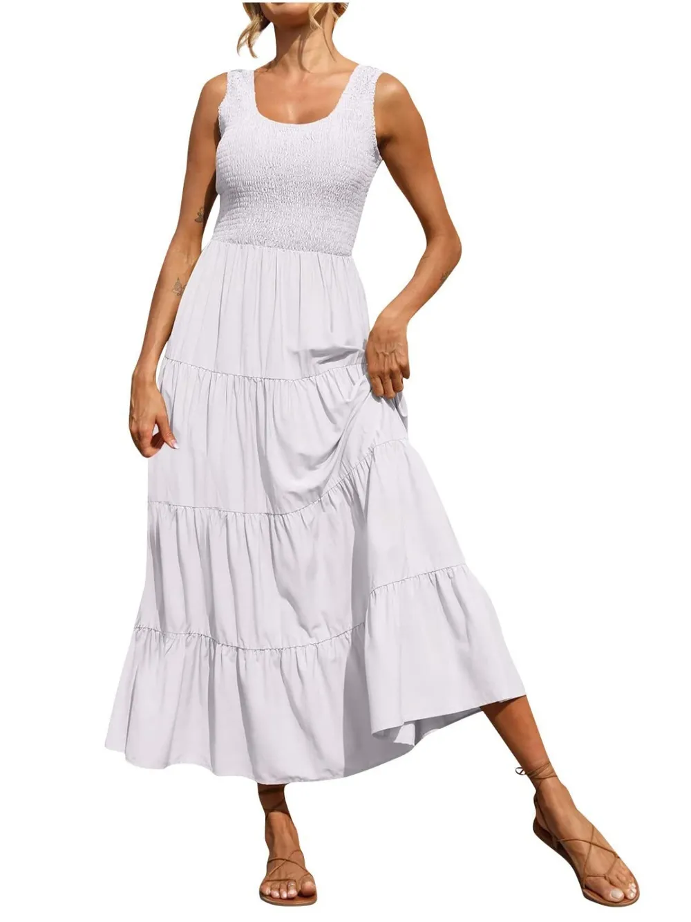 Tiered Smocked Wide Strap Dress, image 11